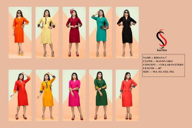 SS Rihana 7 Rayon Running Wear Kurti Collection